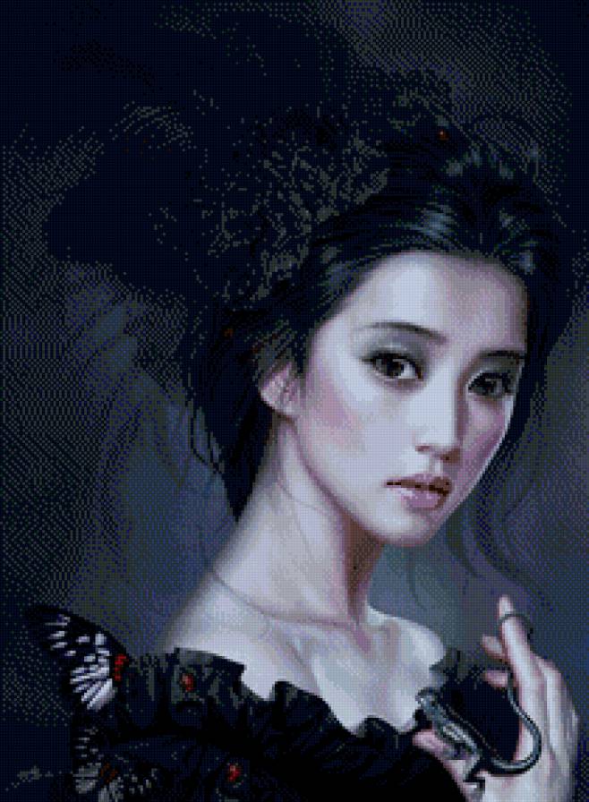 Ясноглазая - темное, женщина, ранимая, бабочки - предпросмотр