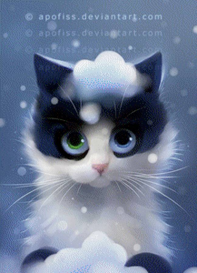 кот со снежком - снег, кот - предпросмотр