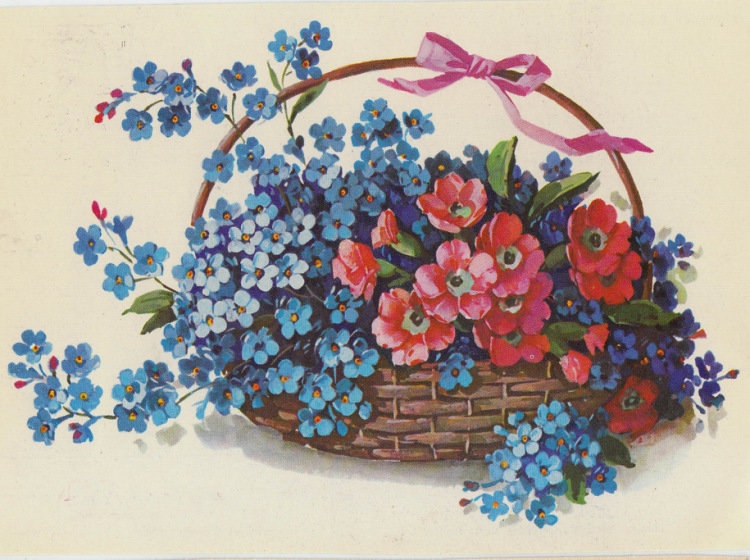 серия "корзины" - корзина.цветы.незабудки - оригинал