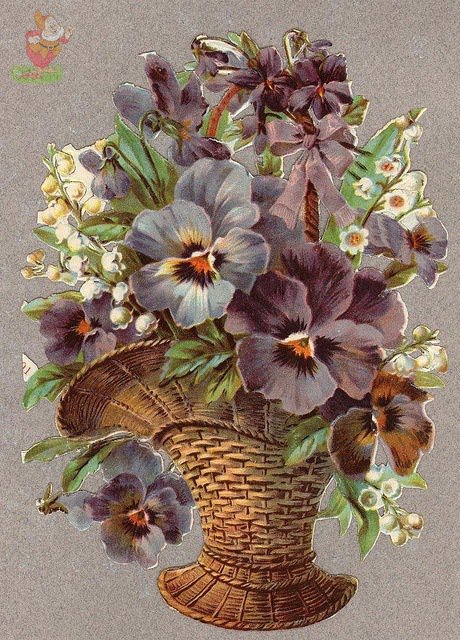 серия "корзины" - кувшин.цветы.анютки - оригинал
