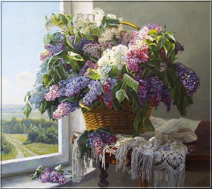 серия "корзины" - корзина.цветы.сирень - оригинал
