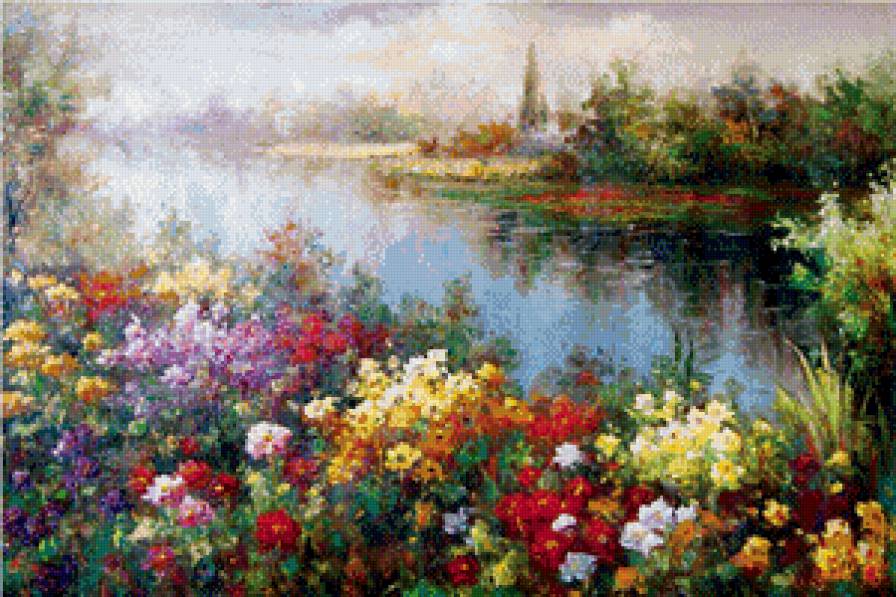 №850436 - река, лето, цветы - предпросмотр