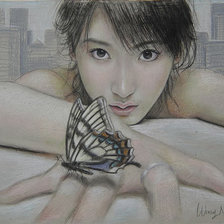 Оригинал схемы вышивки «девушка с бабочкой» (№850777)