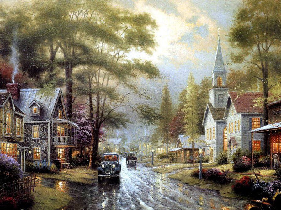 №850964 - машина, город, дома - оригинал