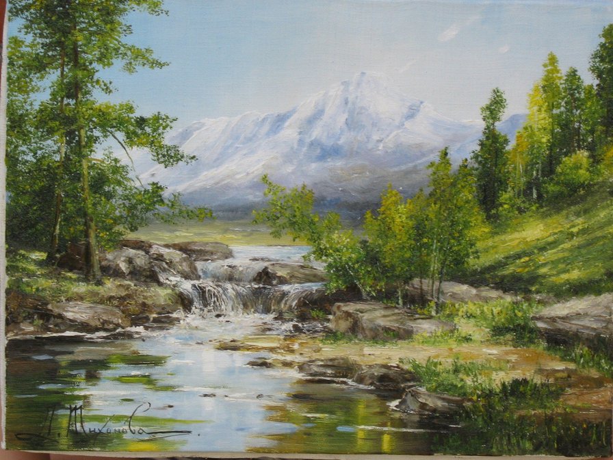 №851404 - природа, река, лето, горы - оригинал