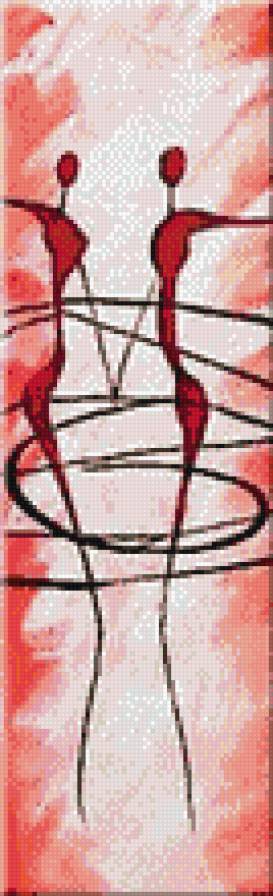 Танец на красном (центральная часть) - пара, абстракция - предпросмотр