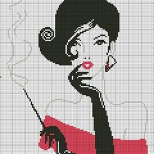 Схема вышивки «дама с сигареткой»