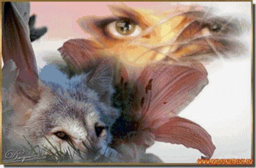 Девушка с волком - живитные, девушка, волк, цветок - предпросмотр