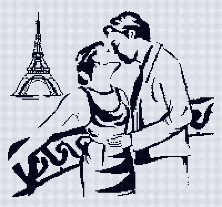 пара в париже - пара, романтика, париж, любовь - предпросмотр