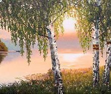 Схема вышивки «берёзовый закат»