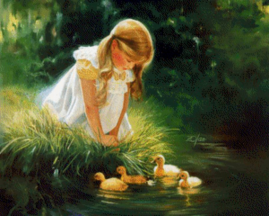 Девочка и утята - предпросмотр