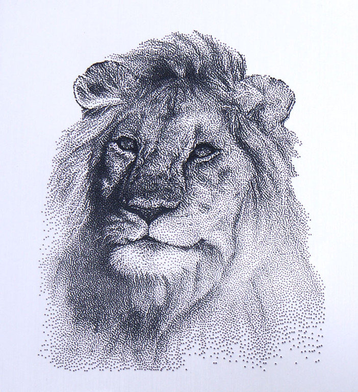 лев монохром - черно-белое, монохром, лев, кошки - оригинал