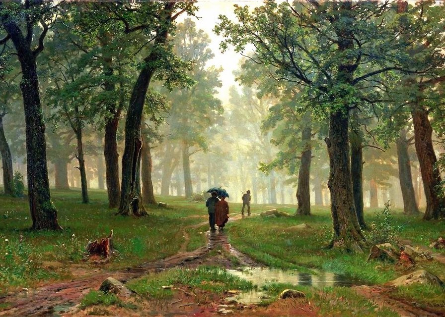 Дождь в дубовом лесу - картина шишкина - оригинал