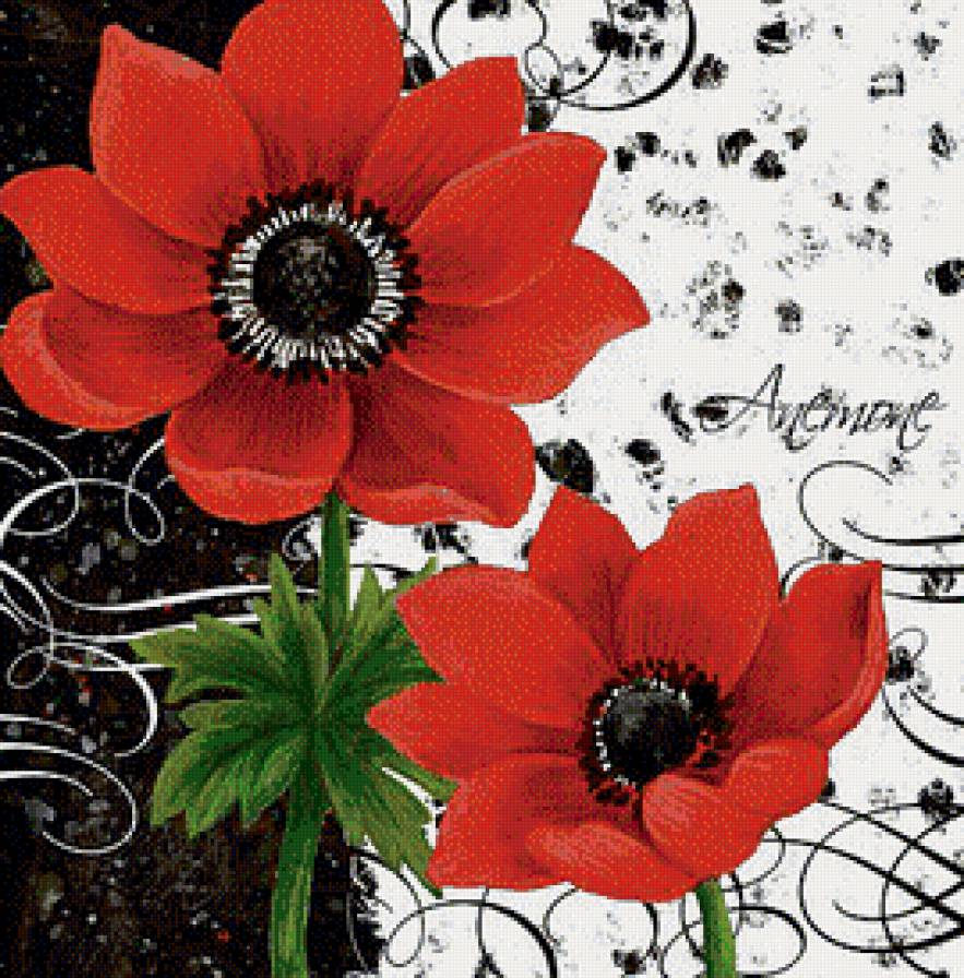 Красные анемоны. Интерьерная картина. - анемоны, красный, яркий, цветы - предпросмотр