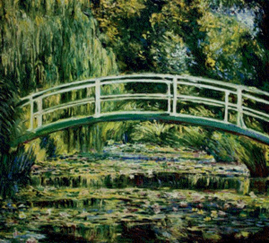 Моне, пруд с лилиями - пруд, моне, мостик, франция, японский сад, лилии - предпросмотр
