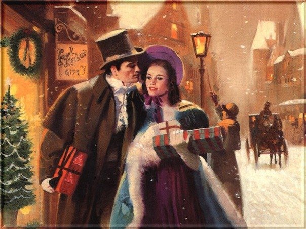 Рождество - пара, рождество, подарки - оригинал