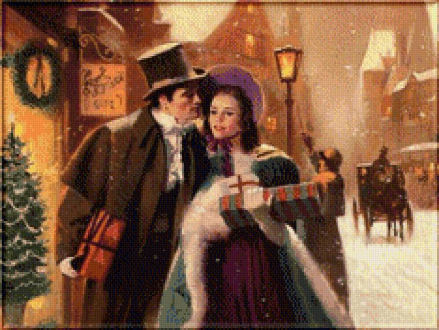 Рождество - пара, подарки, рождество - предпросмотр