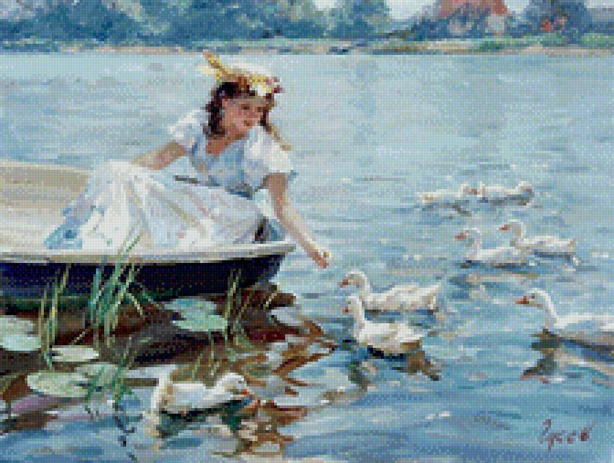 на лодочке - картина - предпросмотр