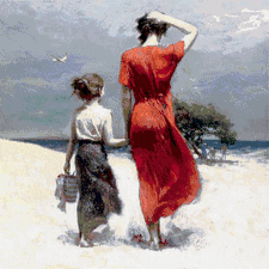 На пляже - картина - предпросмотр