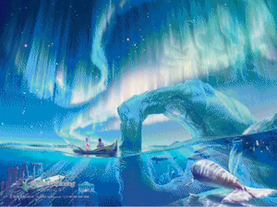 №855482 - северное сияние, люди, лодка - предпросмотр