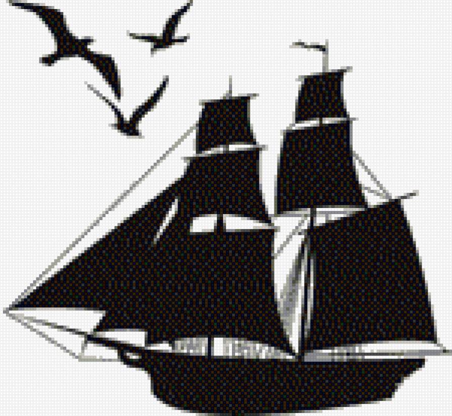 кораблик - корабли, чайки, море - предпросмотр