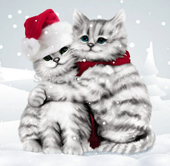 обнимашки - котята, двое, коты, новый год, объятия - оригинал