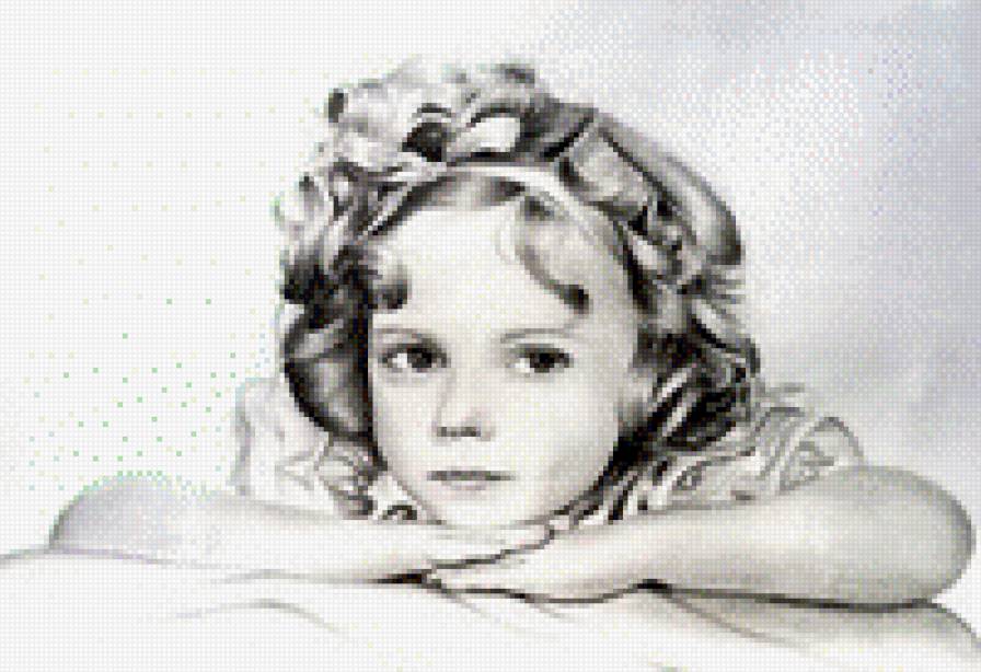 девочка и елка - монохром - предпросмотр