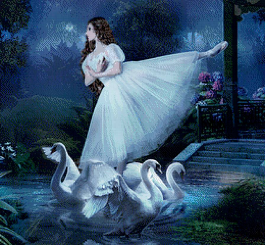 лебединое озеро - лебедь, девушка - предпросмотр