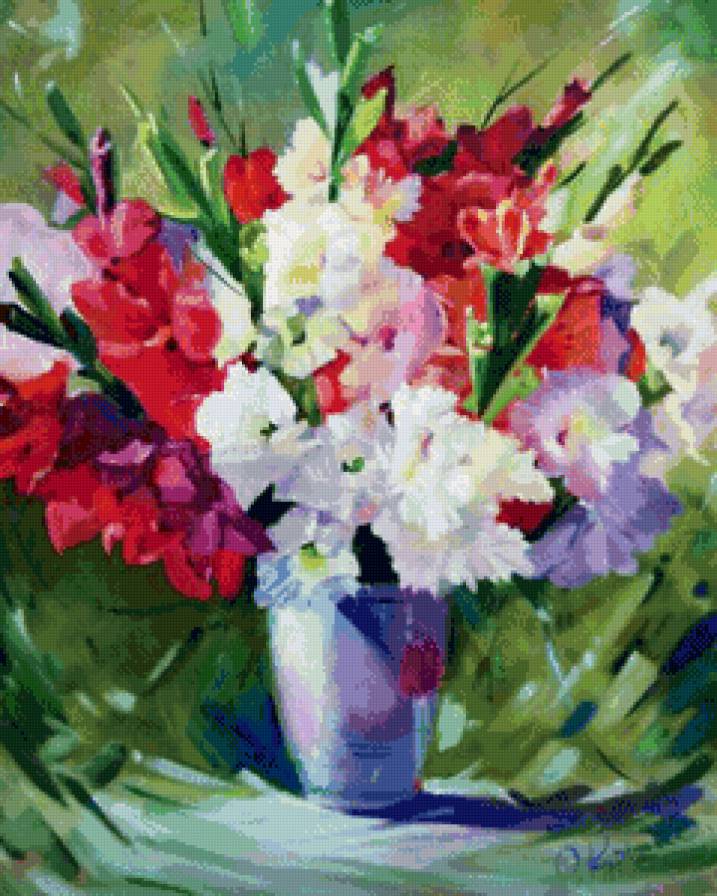 №856461 - гладиолусы, букет, цветы - предпросмотр