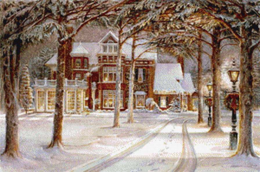 Загородний дом зимой - дом, зима - предпросмотр