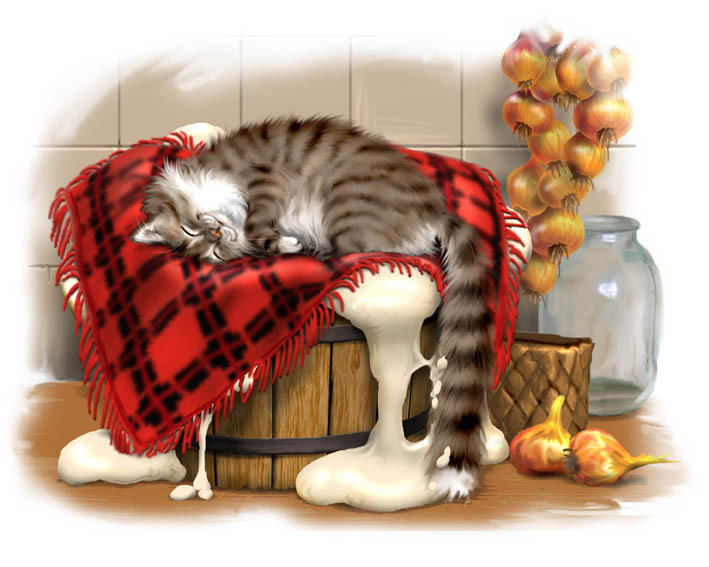 Кот на кухне - кот, животные - оригинал