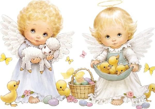 Пасхальные ангелочки - ангелы, праздник, пасха - оригинал