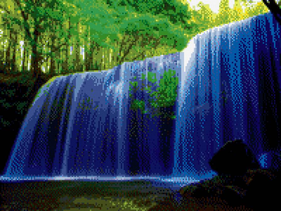 Водопад - картина, вода, водопад, живописное место, природа - предпросмотр