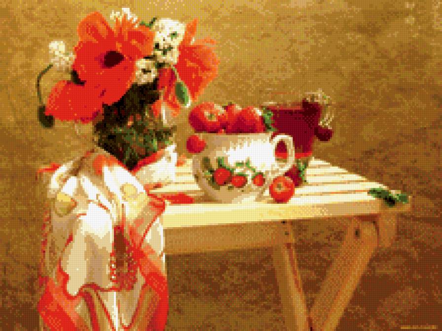 натюрморт3 - маки, клубника - предпросмотр