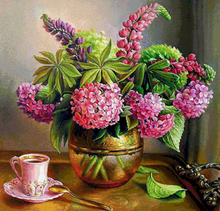 гортензия и дельфиниум - предпросмотр