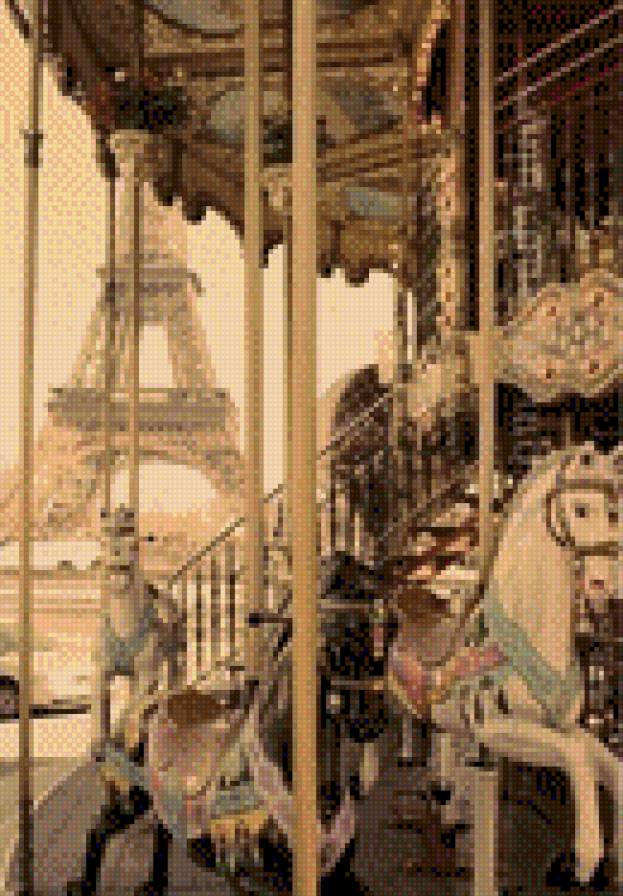 Старый Париж - карусель, париж, эйфелева башня - предпросмотр