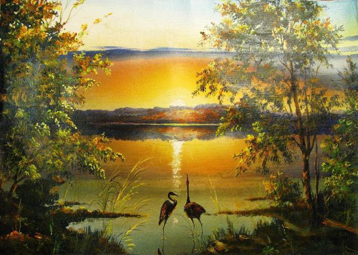 Закат,пара - пейзаж - оригинал