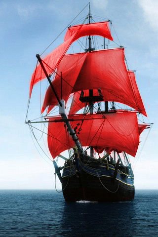 Алые паруса. - алые паруса, море, корабль, романтика - оригинал