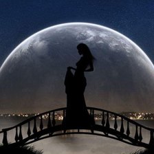 Оригинал схемы вышивки «Девушка на фоне луны» (№859060)
