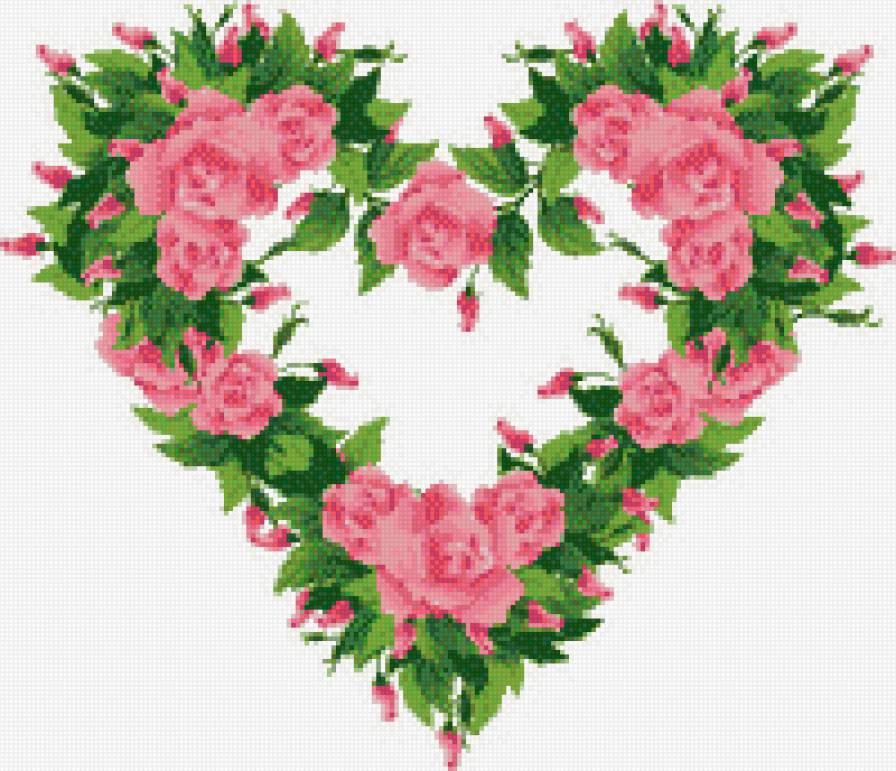Цветочное сердце - сердце, роза, розовые розы - предпросмотр