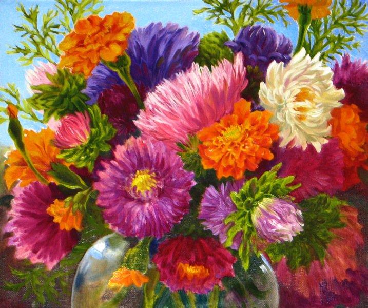 астры - цветы, букет - оригинал