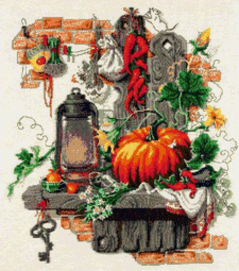 Натюрморт с тыквой - натюрморт - предпросмотр