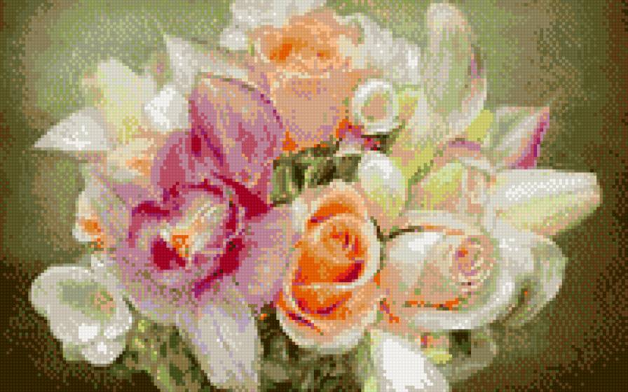 Букет - букет, цветы, лилии, розы - предпросмотр
