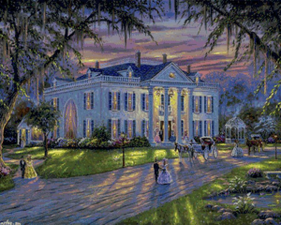 перед балом - дом, картина, живопись, вечер, бал, карета - предпросмотр