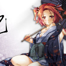 Схема вышивки «японская девушка с зонтиком»