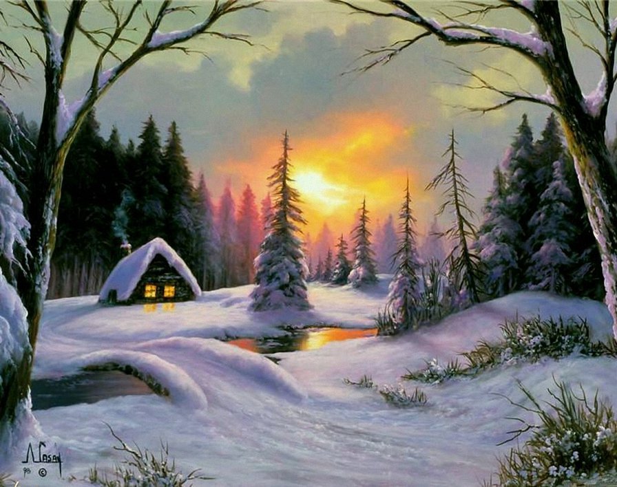 №862435 - дом, зима, природа - оригинал