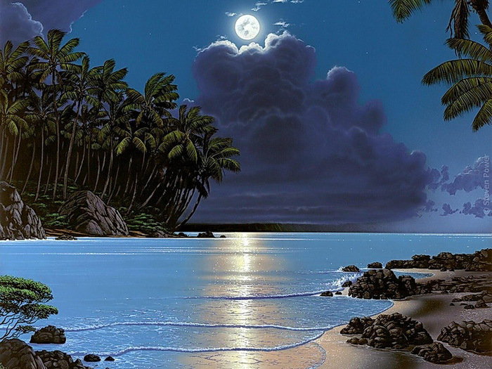 №862448 - море, луна, остров - оригинал