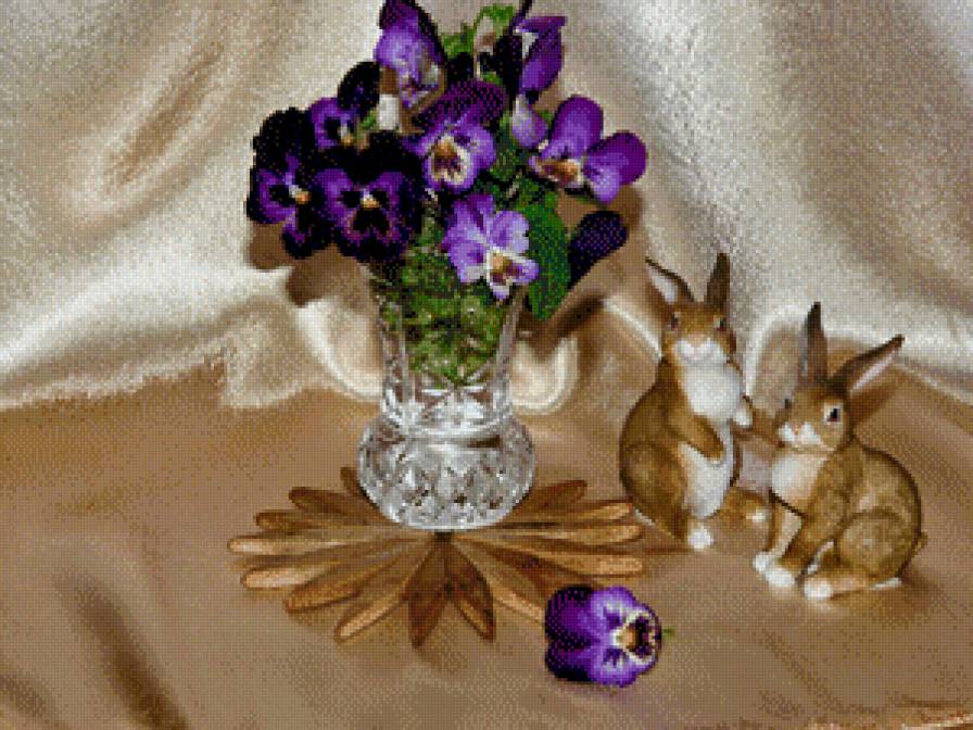 фиалки и зайчики - предпросмотр