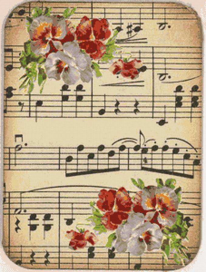 Мелодия цветов - ноты, цветы - предпросмотр