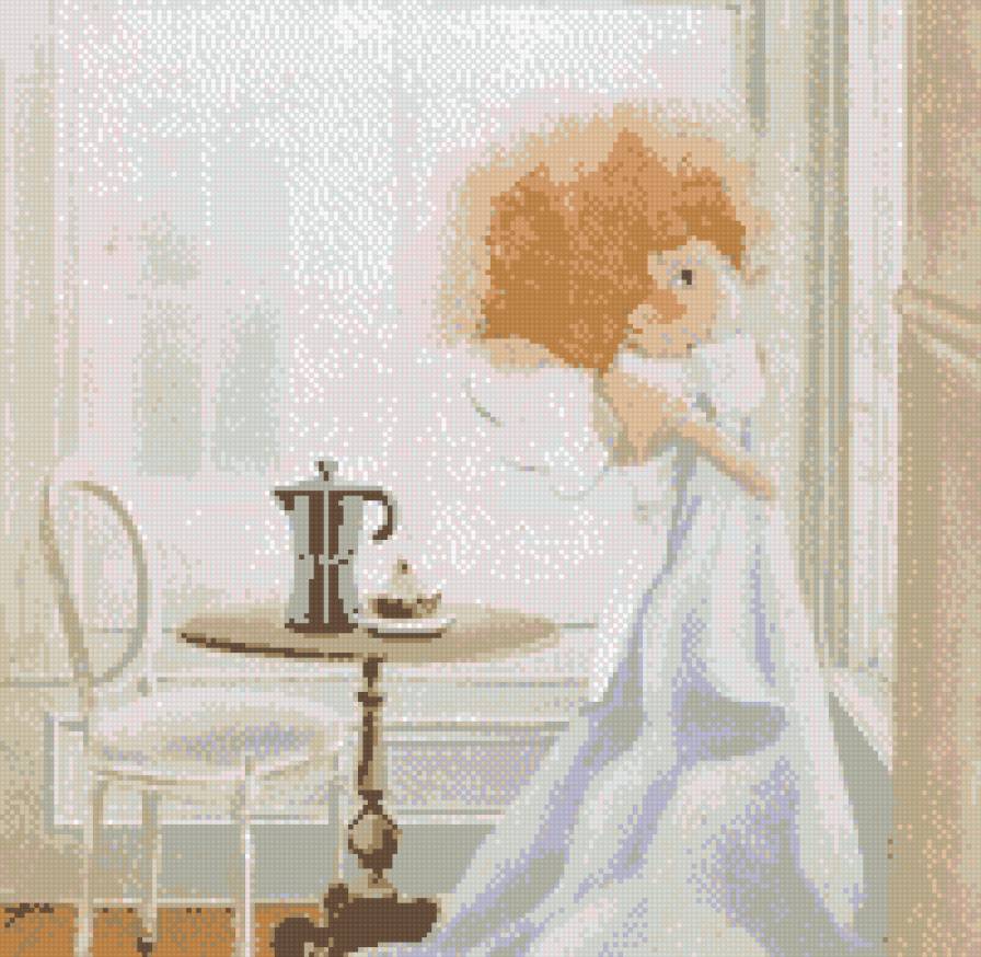 у окна - чай, ангел, женщина, люди - предпросмотр